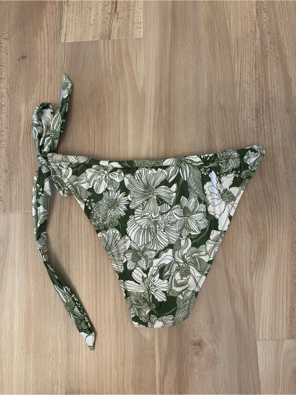 J. Crew Liberty Green Floral Tie-Side Bikini Bottoms